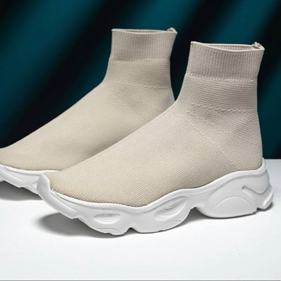 Beige Sock Shoe - Picture 2 of 4